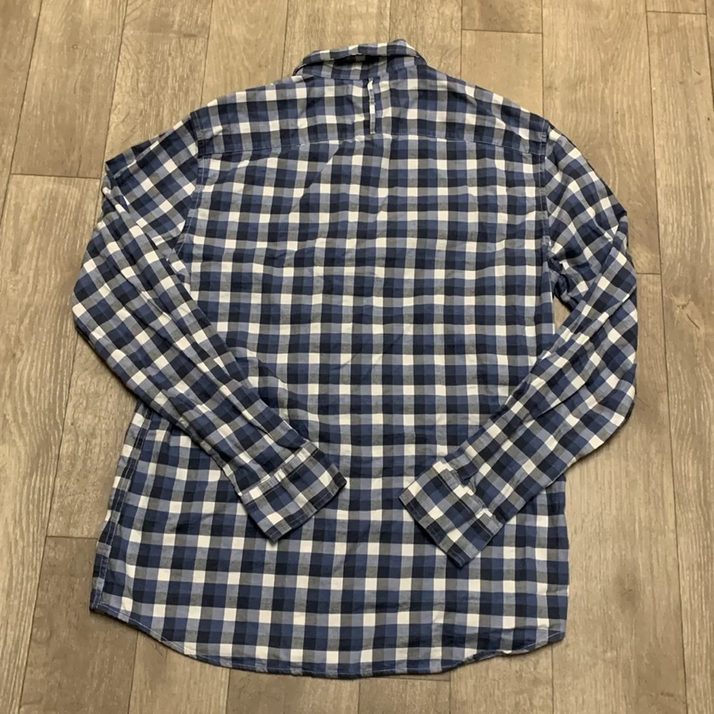 Mens‎ Banana Republic Luxe Flannel Slim Fit Gingham Button Up Casual Shirt